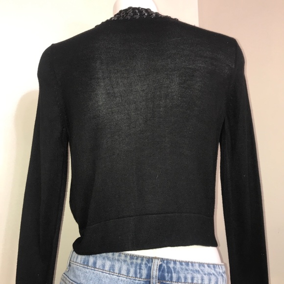 Esprit Black Bejewelled Black Rayon Crop Cardigan - Picture 10 of 12